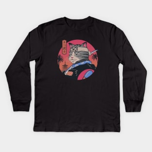 Samurai Cat Kids Long Sleeve T-Shirt